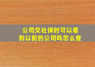 公司交社保时可以看到以前的公司吗怎么查