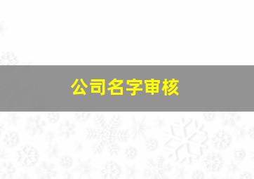 公司名字审核