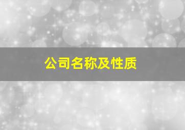 公司名称及性质