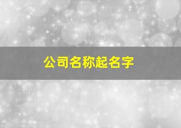 公司名称起名字