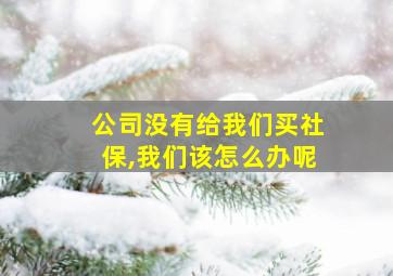 公司没有给我们买社保,我们该怎么办呢