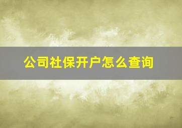 公司社保开户怎么查询