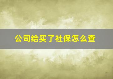 公司给买了社保怎么查