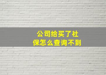 公司给买了社保怎么查询不到