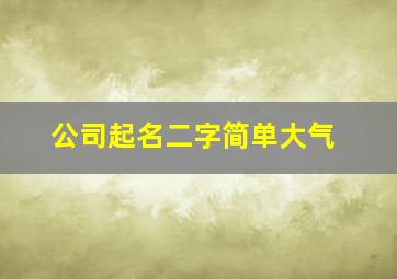 公司起名二字简单大气