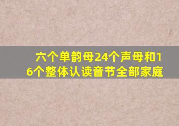 六个单韵母24个声母和16个整体认读音节全部家庭