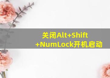 关闭Alt+Shift+NumLock开机启动