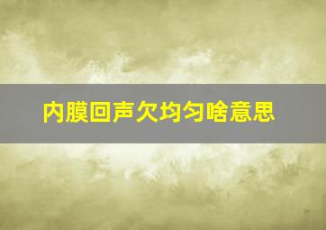 内膜回声欠均匀啥意思