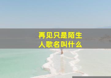 再见只是陌生人歌名叫什么