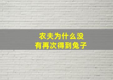 农夫为什么没有再次得到兔子