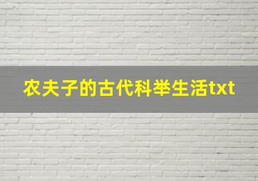 农夫子的古代科举生活txt