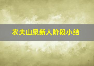 农夫山泉新人阶段小结