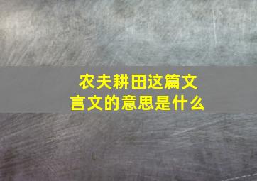 农夫耕田这篇文言文的意思是什么