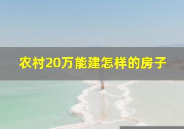 农村20万能建怎样的房子