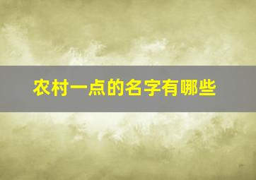 农村一点的名字有哪些