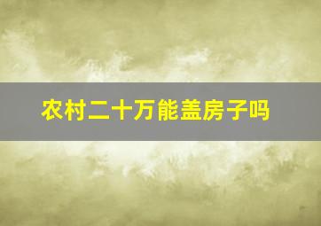 农村二十万能盖房子吗