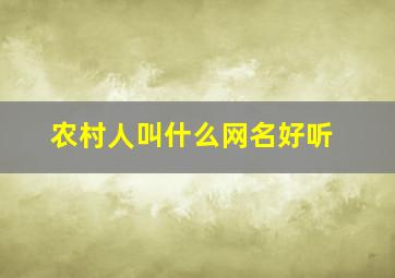 农村人叫什么网名好听