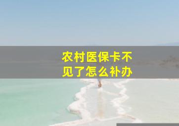 农村医保卡不见了怎么补办