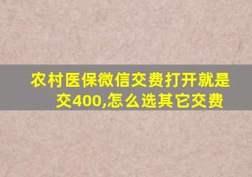 农村医保微信交费打开就是交400,怎么选其它交费