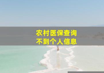 农村医保查询不到个人信息