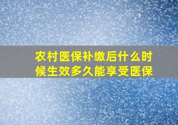 农村医保补缴后什么时候生效多久能享受医保