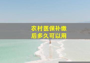 农村医保补缴后多久可以用