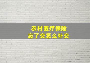 农村医疗保险忘了交怎么补交