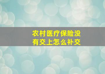 农村医疗保险没有交上怎么补交