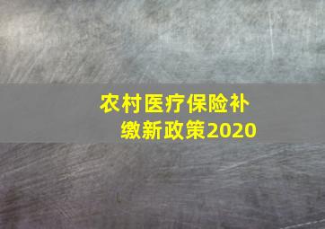 农村医疗保险补缴新政策2020