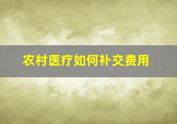 农村医疗如何补交费用