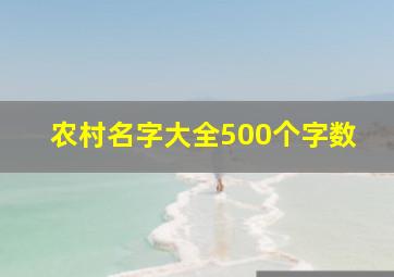 农村名字大全500个字数