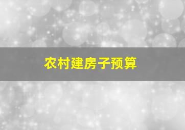 农村建房子预算