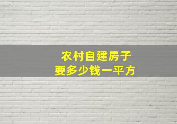 农村自建房子要多少钱一平方