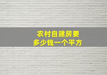 农村自建房要多少钱一个平方