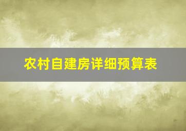 农村自建房详细预算表