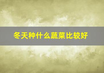 冬天种什么蔬菜比较好