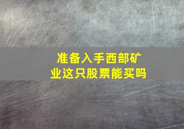 准备入手西部矿业这只股票能买吗