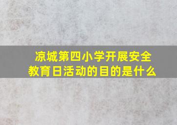 凉城第四小学开展安全教育日活动的目的是什么