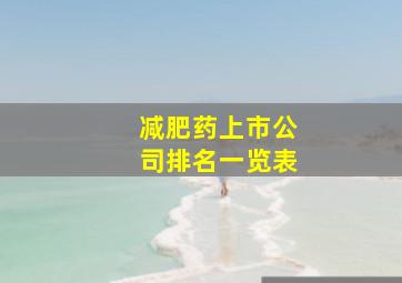 减肥药上市公司排名一览表