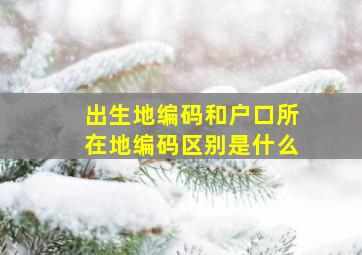 出生地编码和户口所在地编码区别是什么