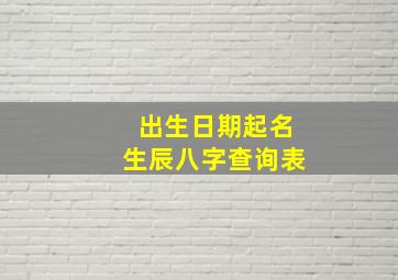 出生日期起名生辰八字查询表