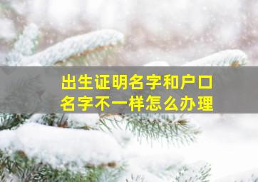 出生证明名字和户口名字不一样怎么办理