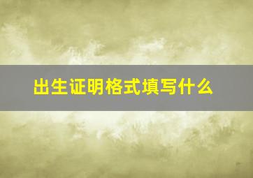 出生证明格式填写什么