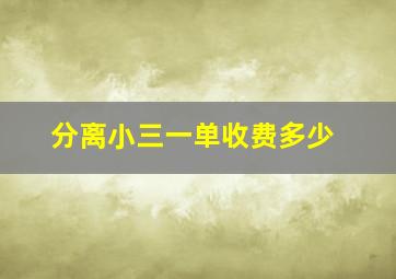 分离小三一单收费多少