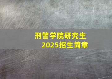 刑警学院研究生2025招生简章