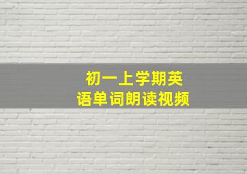 初一上学期英语单词朗读视频