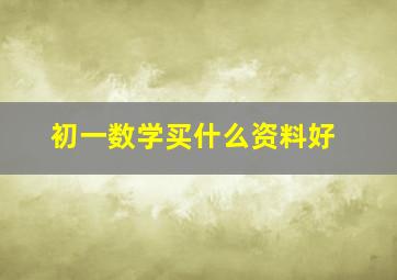 初一数学买什么资料好