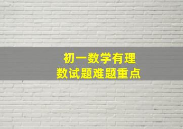 初一数学有理数试题难题重点