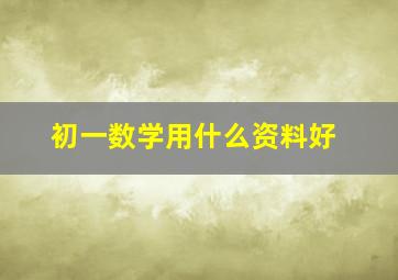 初一数学用什么资料好