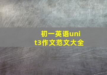 初一英语unit3作文范文大全